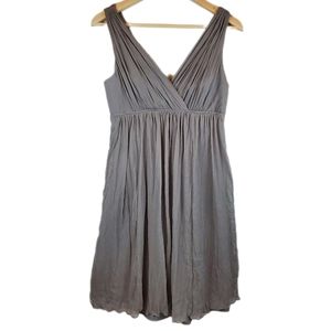 J Crew Heidi Gray 100% Silk Chiffon Sleeveless Dress Size 4 Womens